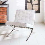 Armchair Expo Dimehouse White LxWxH 80x78x78 Cowhide leather Atmospheric photo diagonal front view