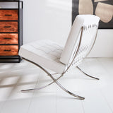 Armchair Expo Dimehouse White LxWxH 80x78x78 Cowhide Leather Atmospheric photo side view