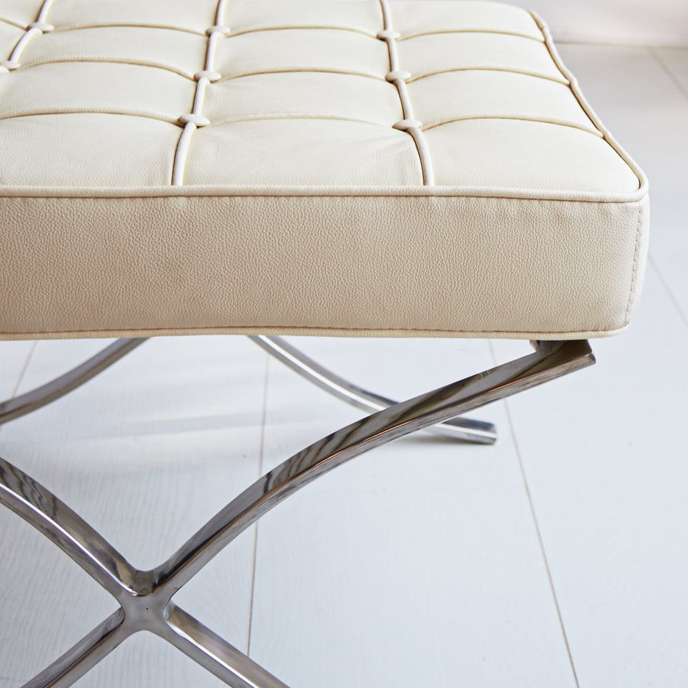 Footstool Expo Premium Dimehouse Cream LxWxH 63x62x36 Leather Atmosphere photo detail