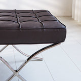 Footstool Expo Premium Dimehouse Dark brown LxWxH 63x62x36 Leather Atmospheric photo detail