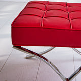 Footstool Expo Premium Dimehouse Red LxWxH 63x62x36 Leather Atmospheric photo detail