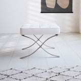 Footstool Expo Premium Dimehouse White LxWxH 63x62x36 Leather Atmospheric photo side view