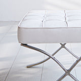 Footstool Expo Premium Dimehouse White LxWxH 63x62x36 Leather Atmospheric photo detail