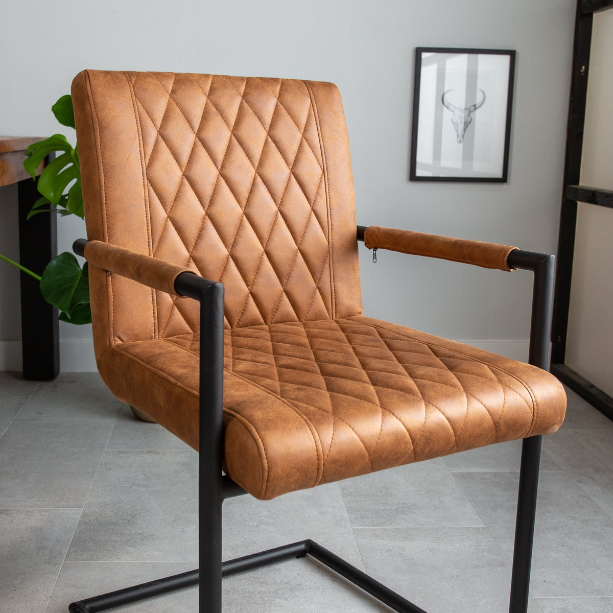 Dining room chair Dean Dimehouse Cognac LxWxH 70x58x57 Fabric Atmospheric photo detail