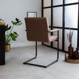 Dining room chair Dean Dimehouse Taupe LxWxH 70x58x57 Fabric Atmospheric photo diagonal rear view