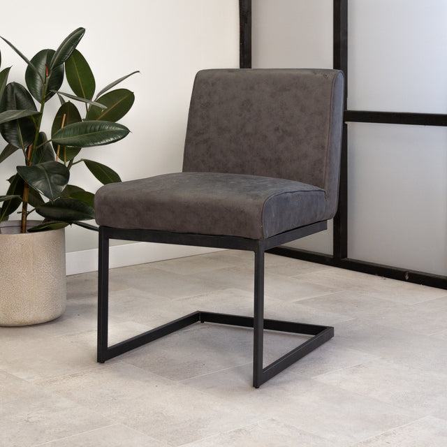 Dining room chair Nathan Dimehouse Anthracite LxWxH 75x62x56 Fabric Atmospheric photo diagonal front view