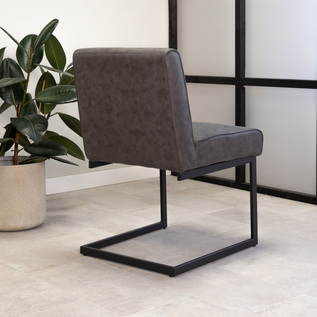 Dining room chair Nathan Dimehouse Anthracite LxWxH 75x62x56 Fabric Atmospheric photo diagonal rear view