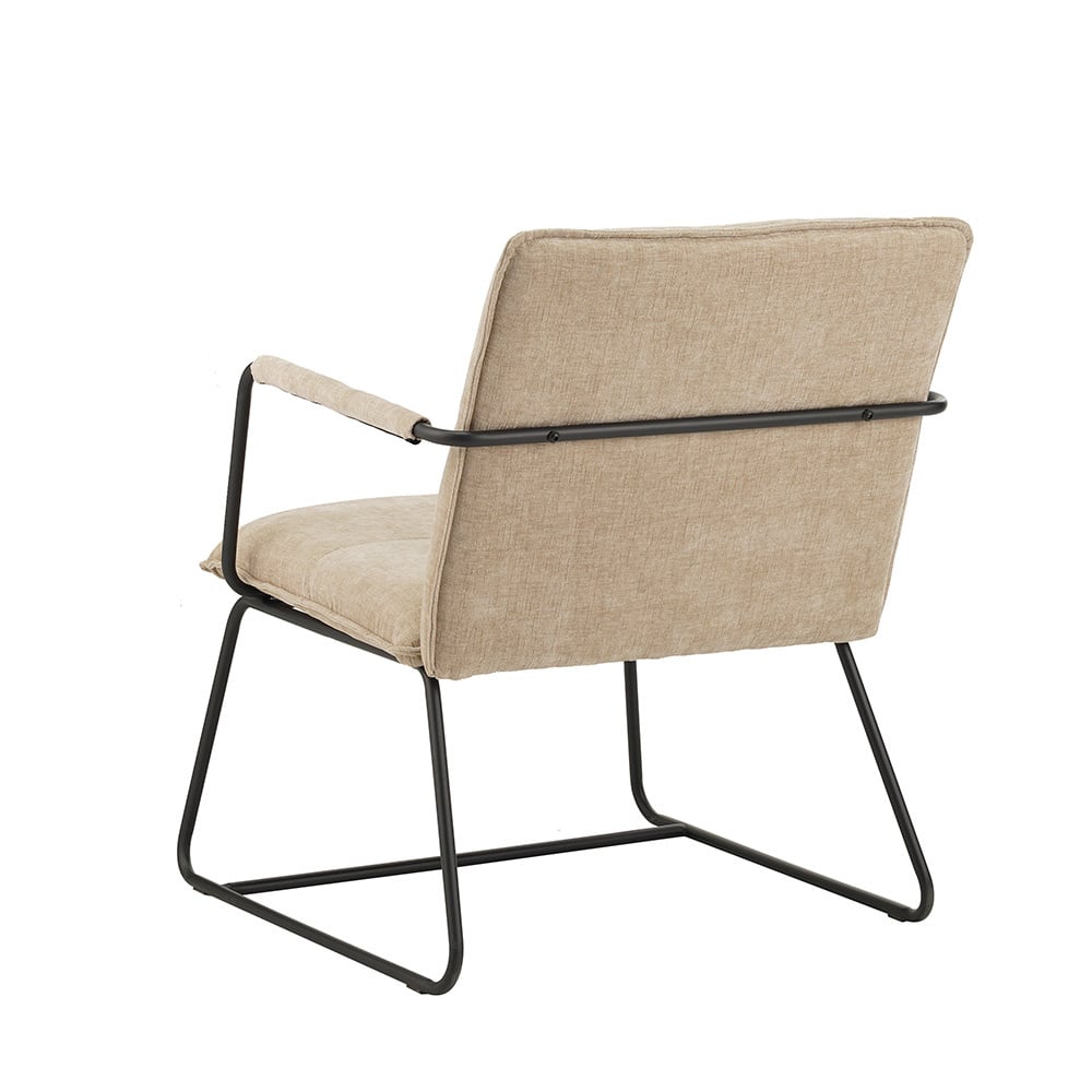 Hailey Chenille armchair Dimehouse Beige LxWxH 66x64x37 Fabric White photo diagonal rear view