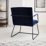 Hailey Chenille armchair Dimehouse Blue LxWxH 66x64x37 Fabric Atmospheric photo diagonal rear view