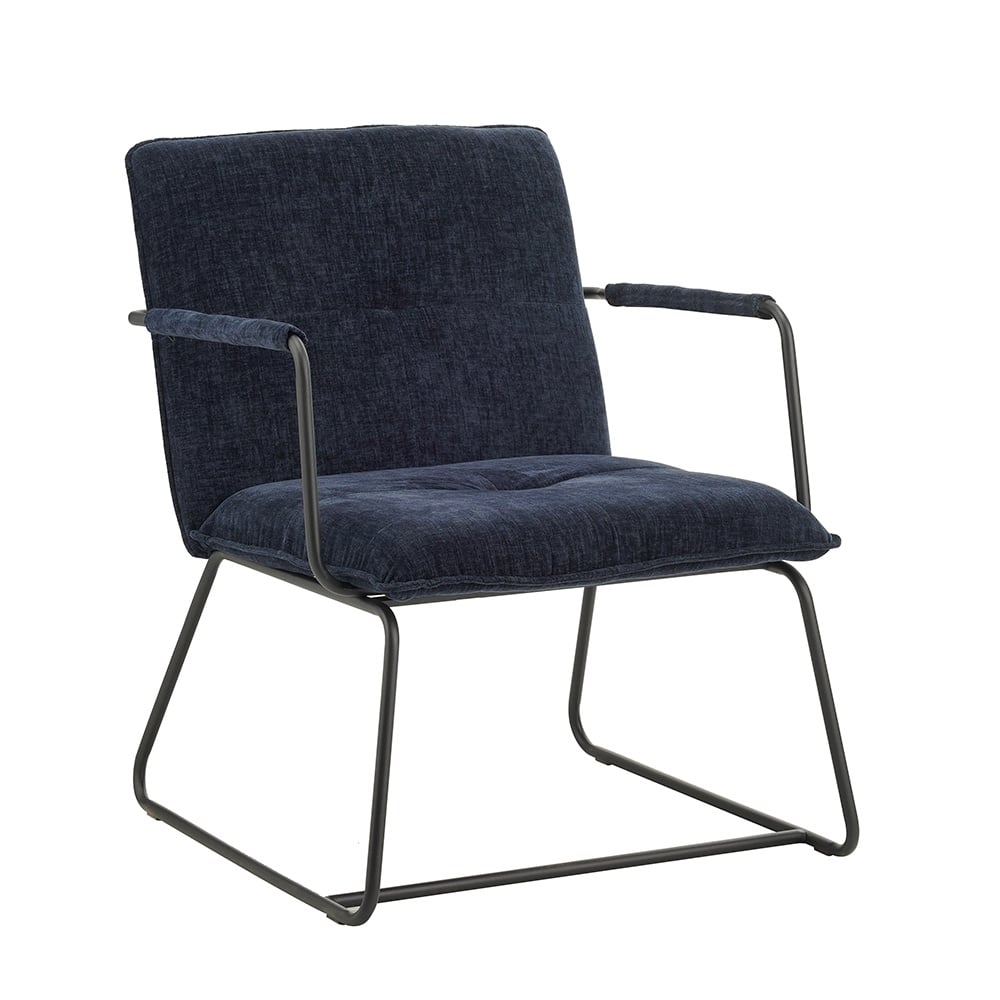Hailey Chenille armchair Dimehouse Blue LxWxH 66x64x37 Fabric White photo diagonal front view