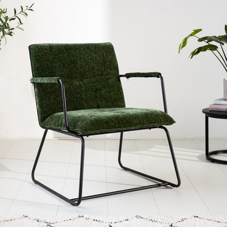 Hailey Chenille armchair Dimehouse Dark green LxWxH 66x64x37 Fabric Atmospheric photo diagonal front view