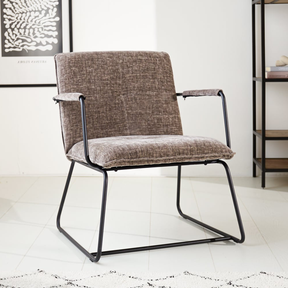Hailey Chenille armchair Dimehouse Gray LxWxH 66x64x37 Fabric Atmospheric photo diagonal front view