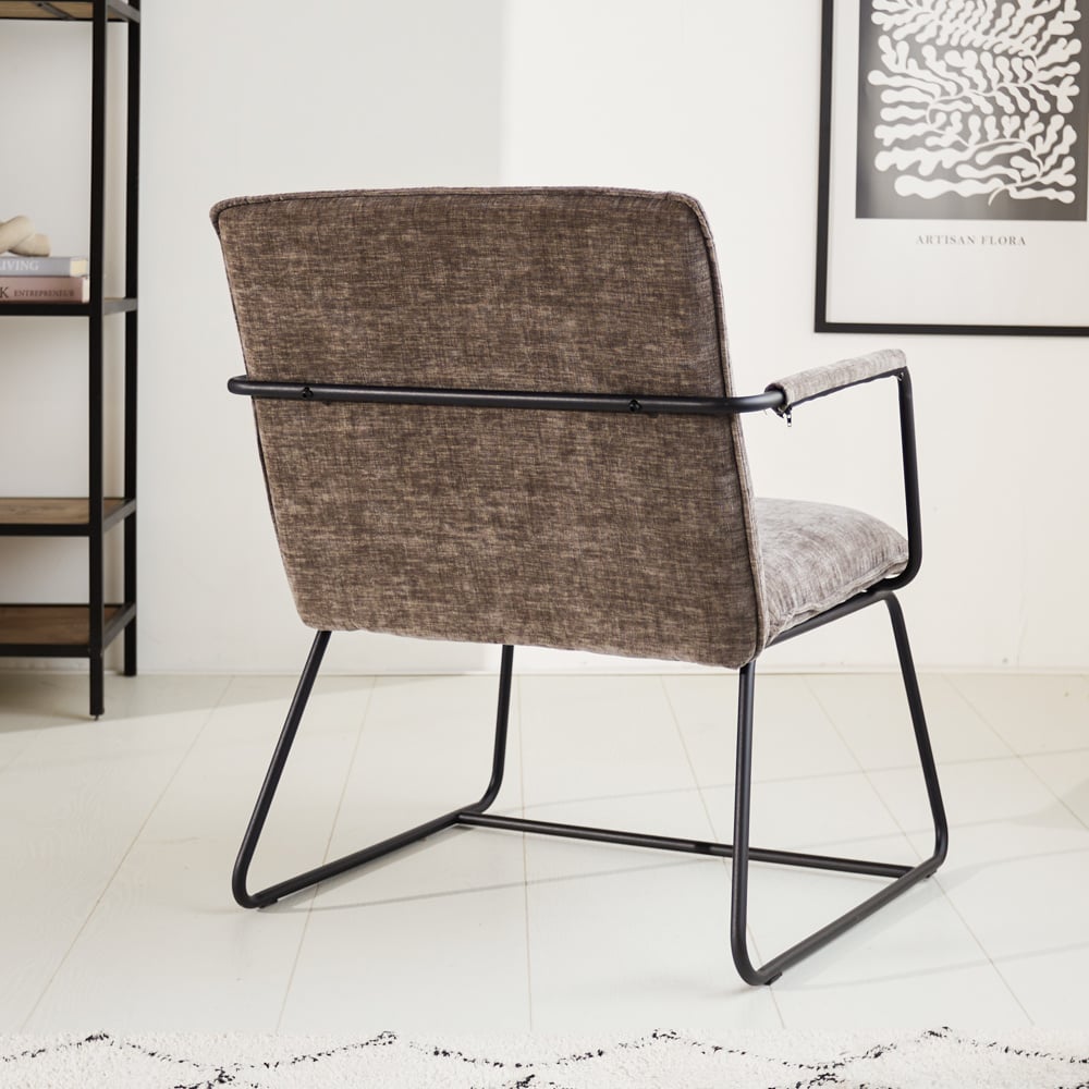 Hailey Chenille armchair Dimehouse Gray LxWxH 66x64x37 Fabric Atmospheric photo diagonal rear view