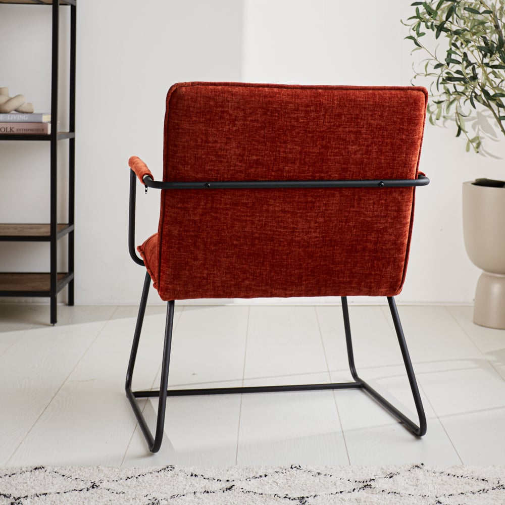 Hailey Chenille armchair Dimehouse Copper LxWxH 66x64x37 Fabric Atmospheric photo diagonal rear view