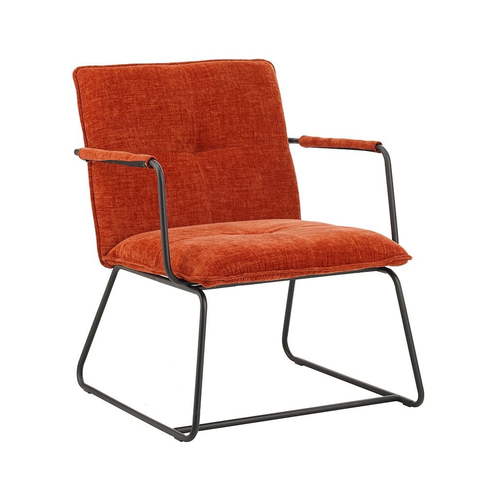 Hailey Chenille armchair Dimehouse Copper LxWxH 66x64x37 Fabric White photo diagonal front view
