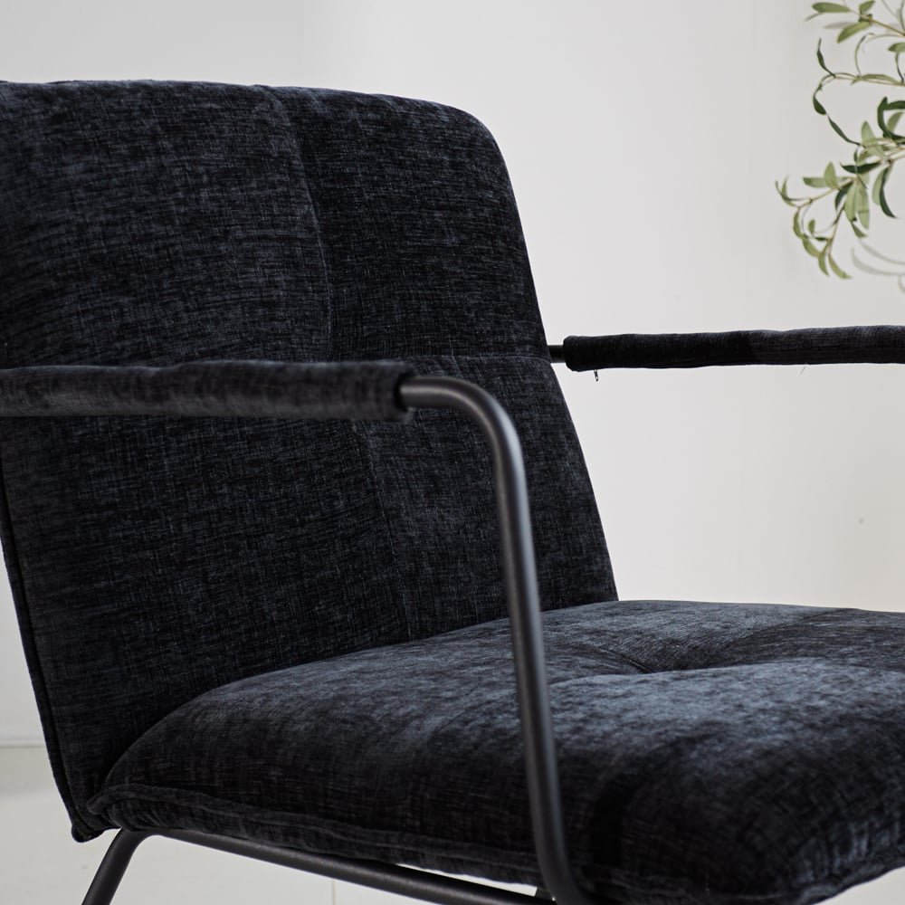 Hailey Chenille armchair Dimehouse Black LxWxH 66x64x37 Fabric Atmospheric photo detail
