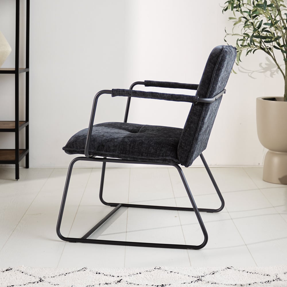 Hailey Chenille armchair Dimehouse Black LxWxH 66x64x37 Fabric Atmospheric photo side view