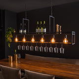Hanging lamp Eloisa DH Interior Charcoal LxWxH 162x38x32 Metal Atmospheric photo diagonal front view