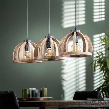 Hanging lamp Madri DH Interior Mango LxWxH 102x38x35 Mango wood Atmospheric photo diagonal front view