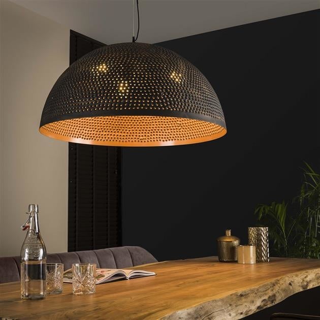Hanging lamp Aya 70 DH Interior Brown LxWxH 73x73x46 Black brown Atmospheric photo diagonal front view