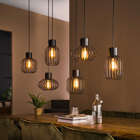 Hanging lamp Luise DH Interior Charcoal LxWxH 143x28x24 Metal Atmospheric photo in situation