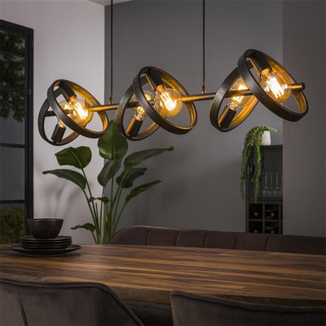 Hanging lamp Otan DH Interior Charcoal LxWxH 125x43x20 Metal Atmospheric photo diagonal front view