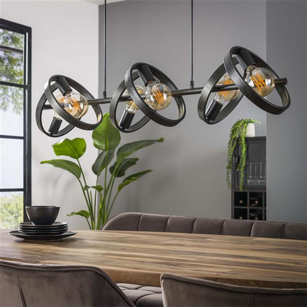 Hanging lamp Otan DH Interior Charcoal LxWxH 125x43x20 Metal Atmospheric photo diagonal front view