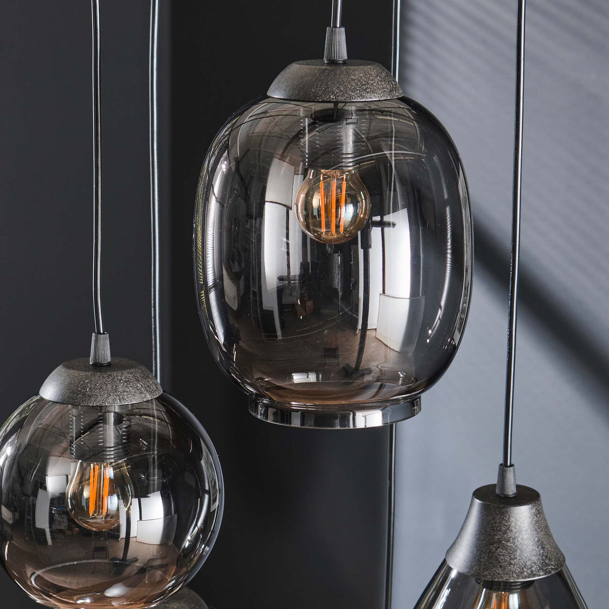 Hanging lamp Felien Chrome DH Interior Chromed LxWxH 150x43x43 Glass Atmospheric photo detail