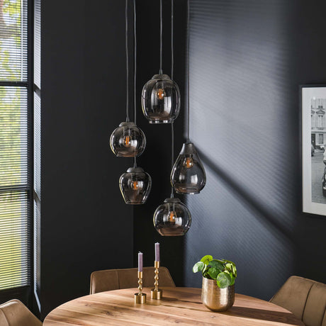 Hanging lamp Felien Chrome DH Interior Chromed LxWxH 150x43x43 Glass Atmospheric photo diagonal front view