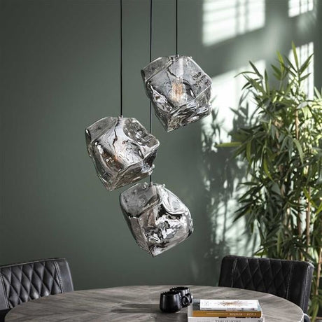 Hanging lamp Rocks DH Interior Chromed LxWxH 91x41x37 Glass Atmospheric photo diagonal front view