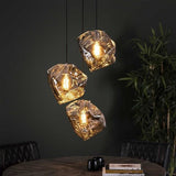 Hanging lamp Rocks DH Interior Chromed LxWxH 91x41x37 Glass Atmospheric photo diagonal front view