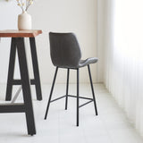 Bar stool Beau artificial leather Dimehouse Anthracite LxWxH 82x54x52 Faux leather Atmospheric photo diagonal rear view