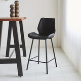 Bar stool Beau artificial leather Dimehouse Black LxWxH 84x54x52 Faux leather Atmospheric photo diagonal front view