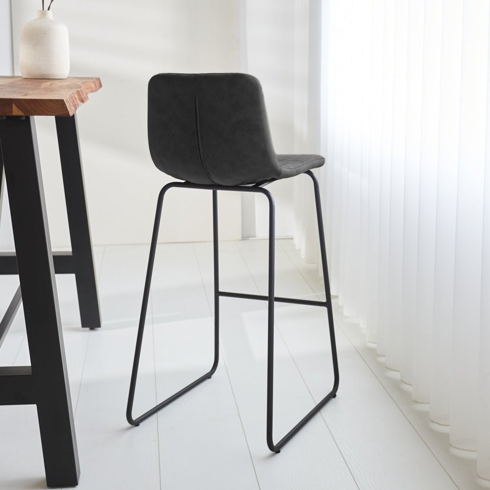 Barstool Brentt Dimehouse Anthracite LxWxH 84x60x49 Microfiber Atmospheric photo diagonal rear view