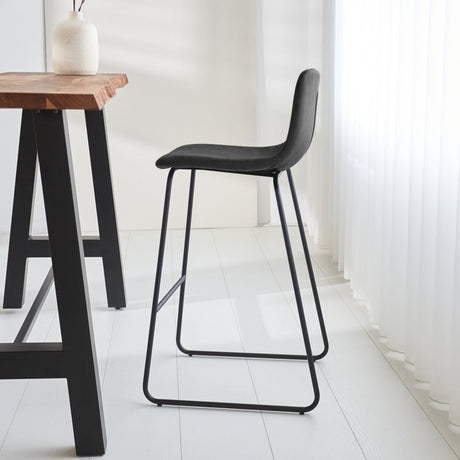 Barstool Brentt Dimehouse Anthracite LxWxH 84x60x49 Microfiber Atmospheric photo side view