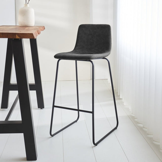 Barstool Brentt Dimehouse Anthracite LxWxH 84x60x49 Microfiber Atmospheric photo diagonal front view