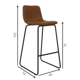 Barstool Brentt Dimehouse Cognac LxWxH 84x60x49 Microfibre White photo size indication