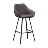 Bar stool Elise Ecoleather Dimehouse Anthracite LxWxH 88x61x54 Eco-leather White photo diagonal front view