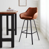 Bar stool Elise Ecoleather Dimehouse Cognac LxWxH 88x61x54 Eco-leather Atmospheric photo diagonal front view