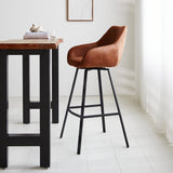 Bar stool Elise Ecoleather Dimehouse Cognac LxWxH 88x61x54 Eco-leather Atmospheric photo side view