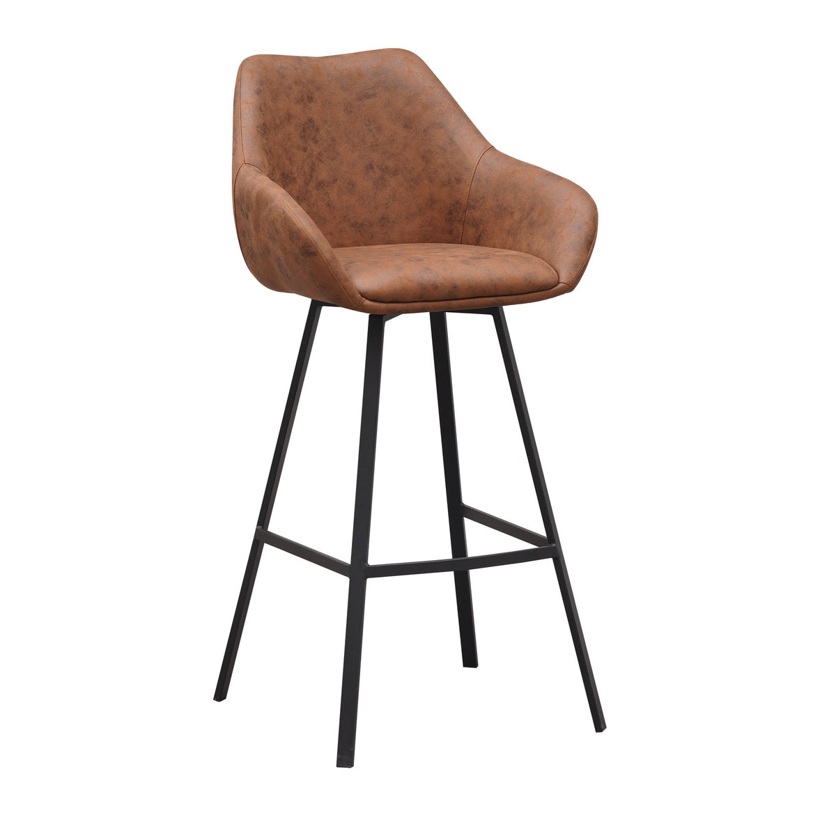 Bar stool Elise Ecoleather Dimehouse Cognac LxWxH 88x61x54 Eco-leather White photo diagonal front view