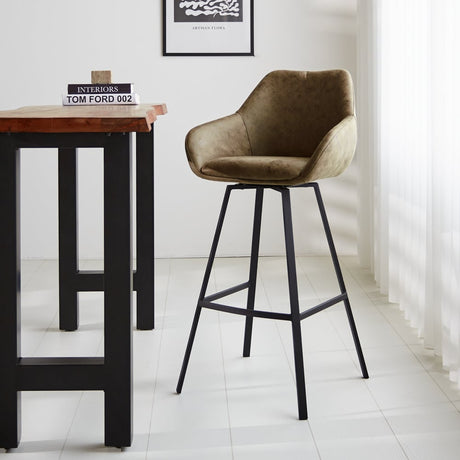 Bar stool Elise Ecoleather Dimehouse Green LxWxH 88x61x54 Eco-leather Atmospheric photo diagonal front view