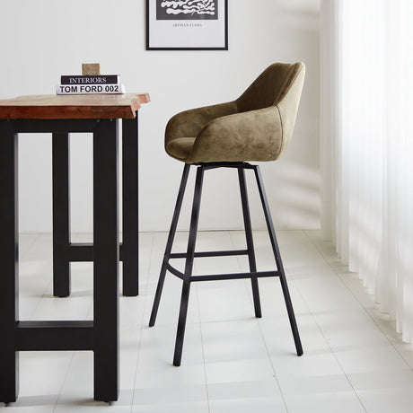 Bar stool Elise Ecoleather Dimehouse Green LxWxH 88x61x54 Eco-leather Atmospheric photo side view