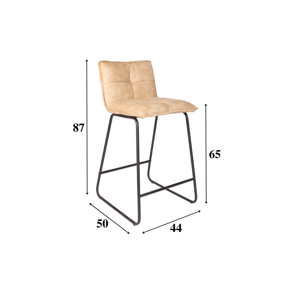 Bar stool Jelle Dimehouse Champagne LxWxH 63x56x49 Microfibre White photo size indication