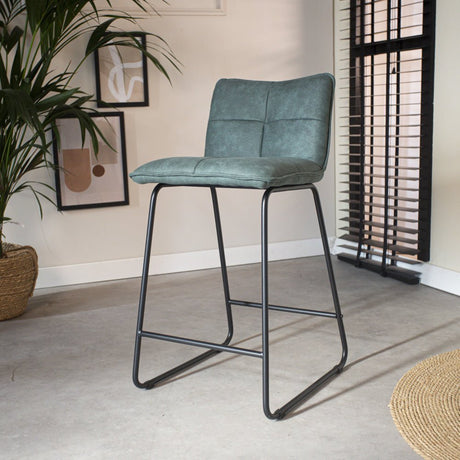 Bar stool Jelle Dimehouse Green LxWxH 63x56x49 Microfiber Atmospheric photo diagonal front view