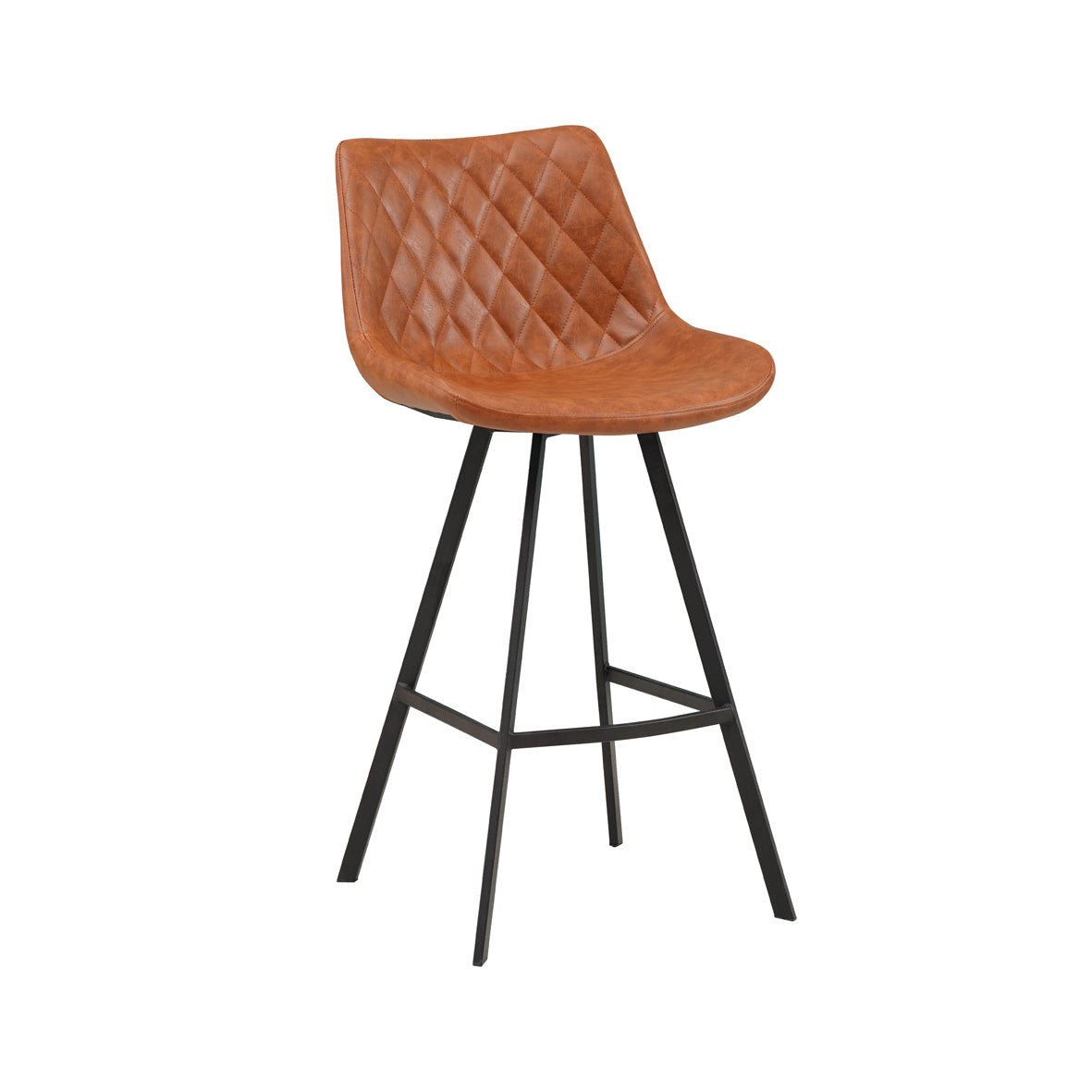 Barstool Juno Dimehouse Cognac LxWxH 86x56x56 Faux leather White photo diagonal front view