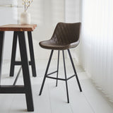 Barstool Juno Dimehouse Taupe LxWxH 86x56x56 Faux leather Atmospheric photo diagonal front view