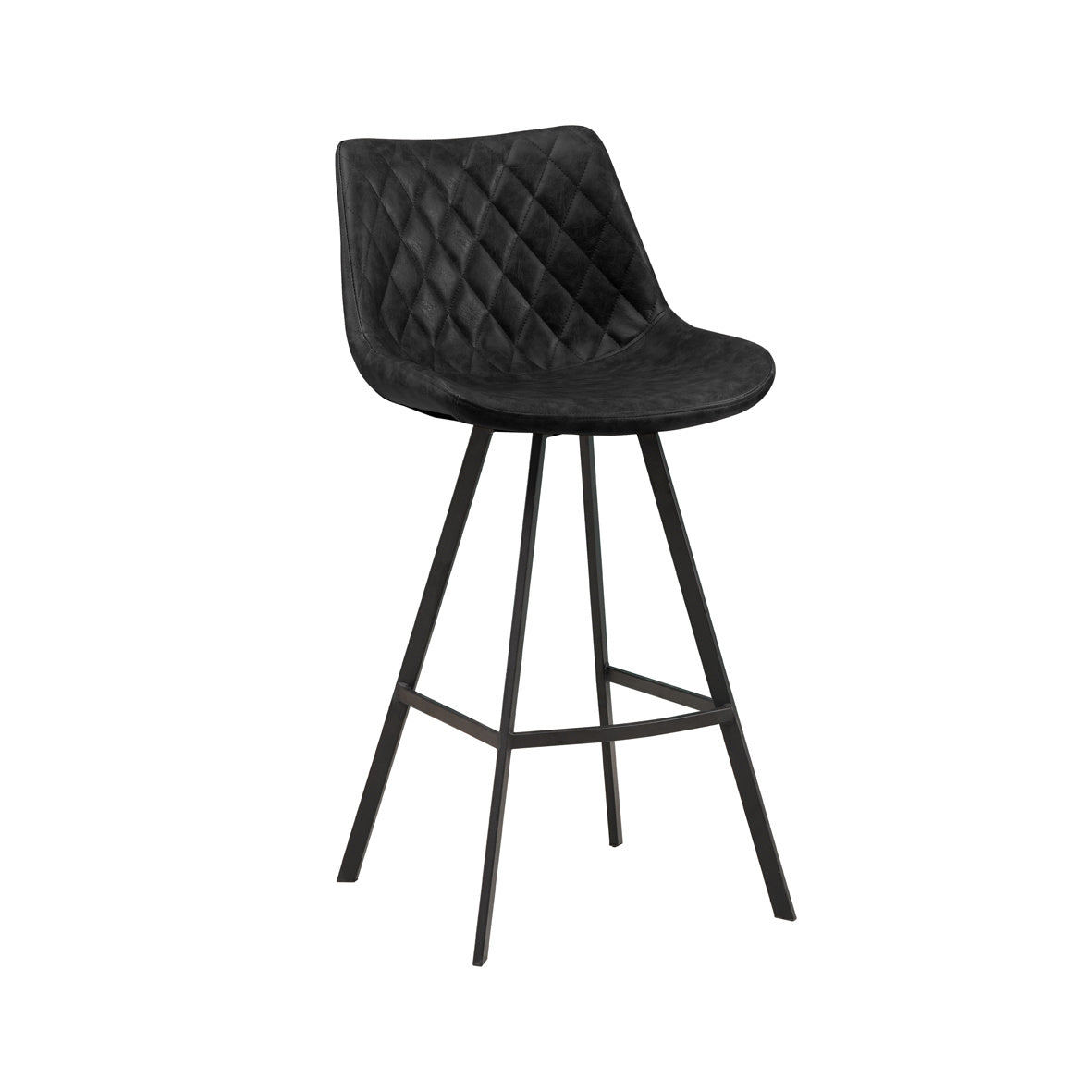 Barstool Juno Dimehouse Black LxWxH 86x56x56 Faux leather White photo diagonal front view