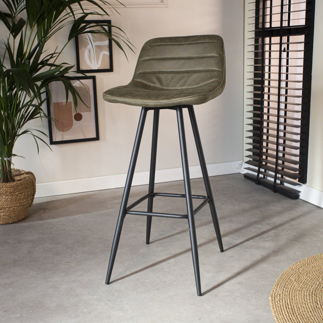 Barstool Kenton Dimehouse Green LxWxH 84x54x49 Microfiber Atmospheric photo diagonal front view