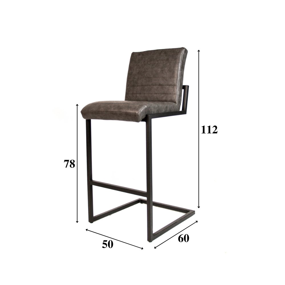 Barstool Kuba Dimehouse Anthracite LxWxH 93x58x53 Faux leather White photo size indication